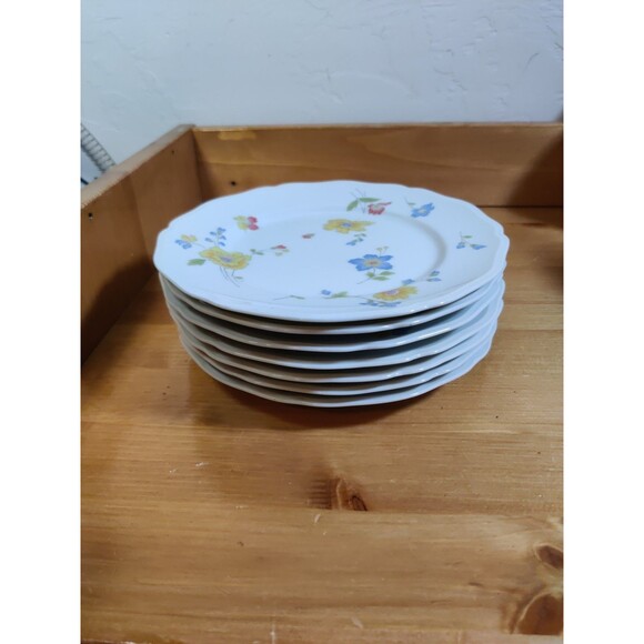 Lot Of 7 MEADOWBROOK International Rhythm 7.5" Side Salad Bread Plates Japan - Picture 1 of 6